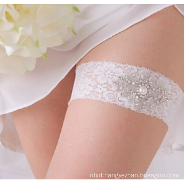 Wholesale Clear Rhinestones Wedding Garter Bridal Toss Garter Lace White Wedding Garter Belt